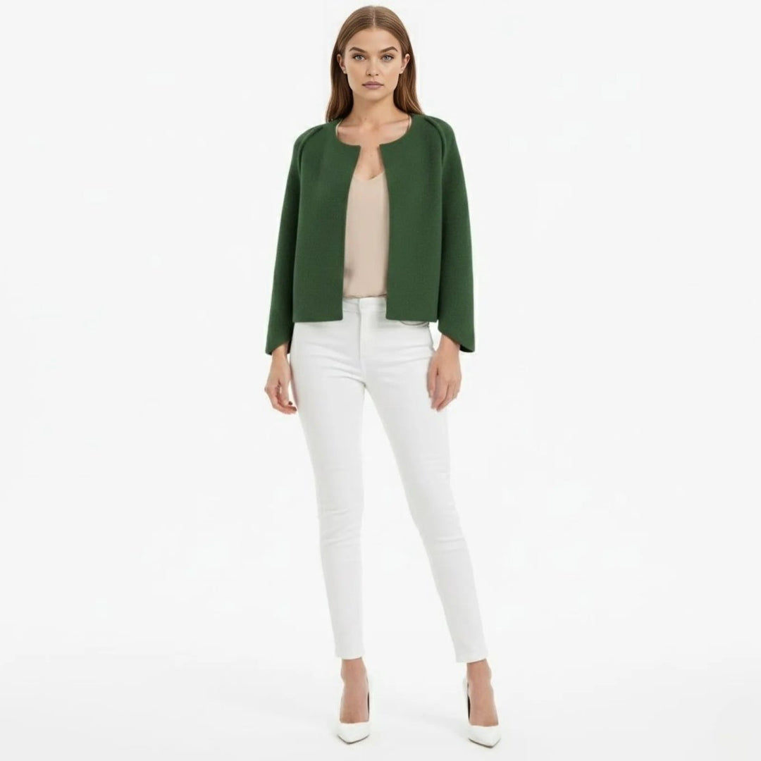 Cape Top Blazer Style Draped Sleeve Structured Elegant Minimal Style