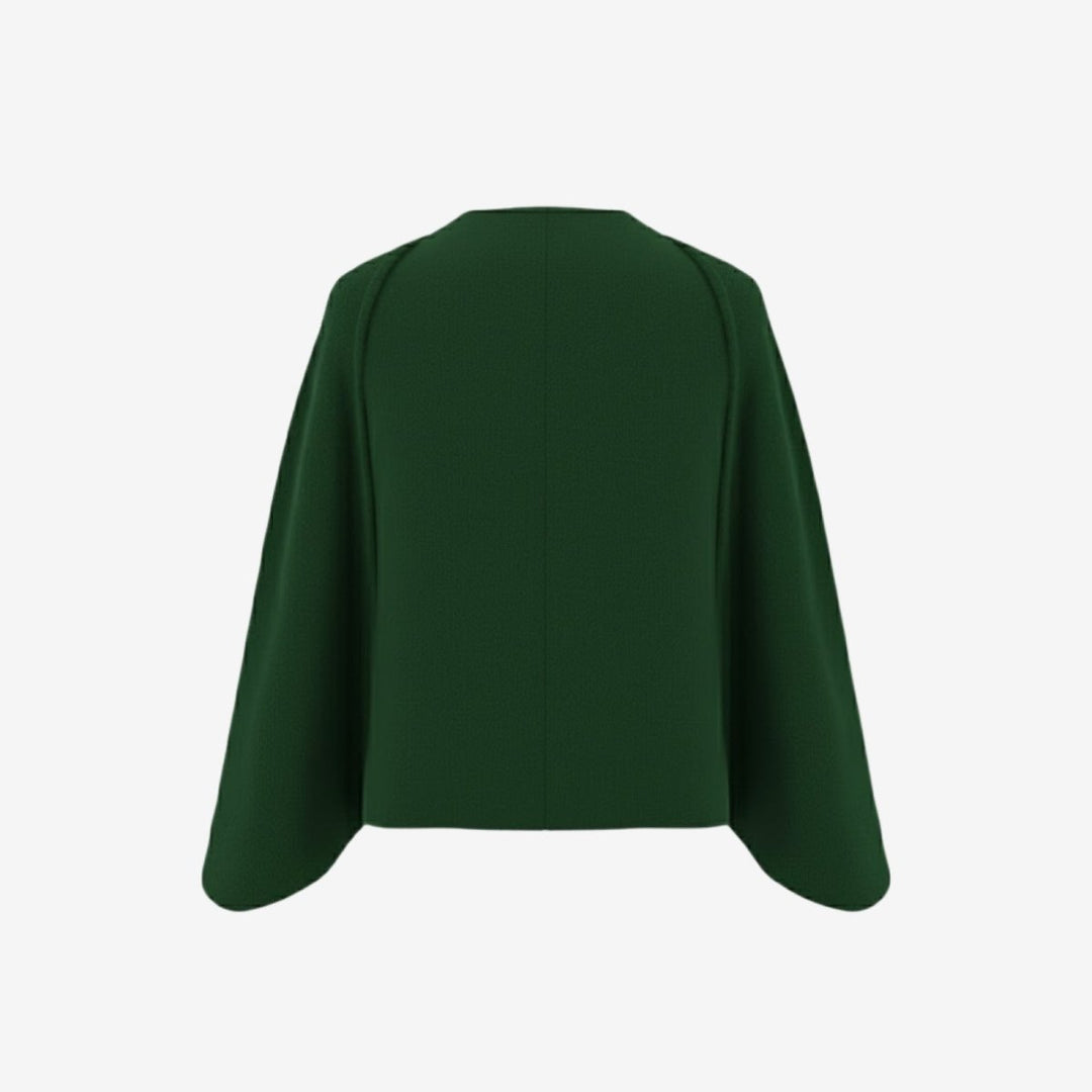 Cape Top Blazer Style Draped Sleeve Structured Elegant Minimal Style