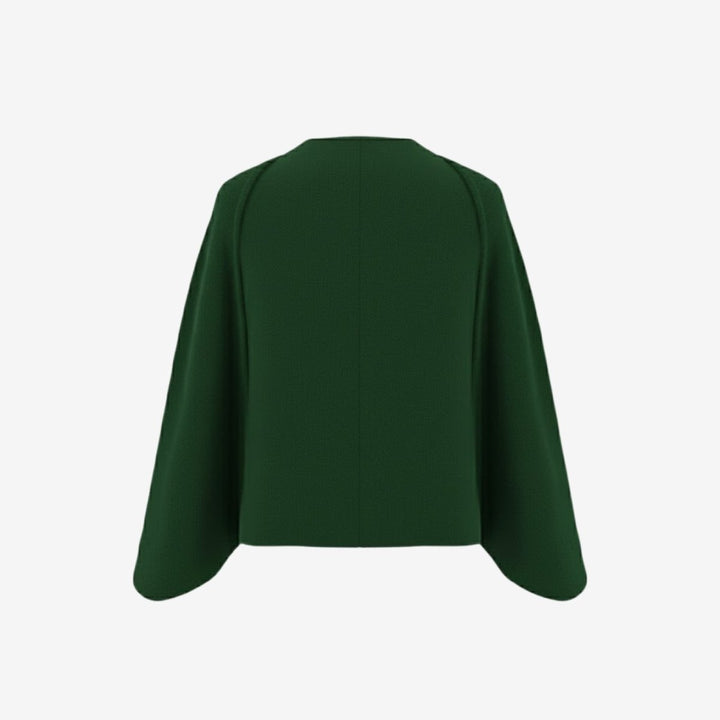Cape Top Blazer Style Draped Sleeve Structured Elegant Minimal Style