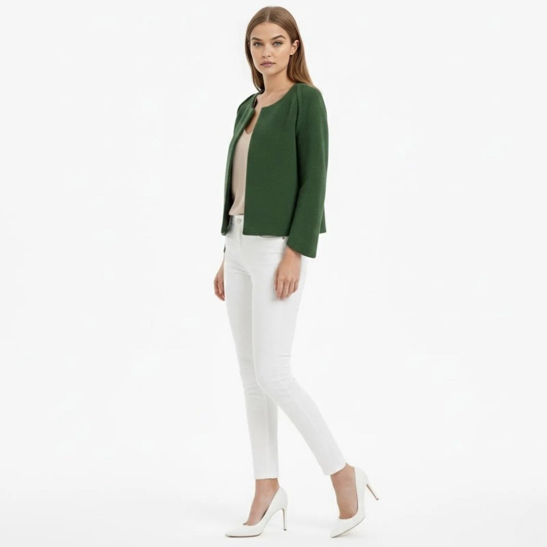 Cape Top Blazer Style Draped Sleeve Structured Elegant Minimal Style