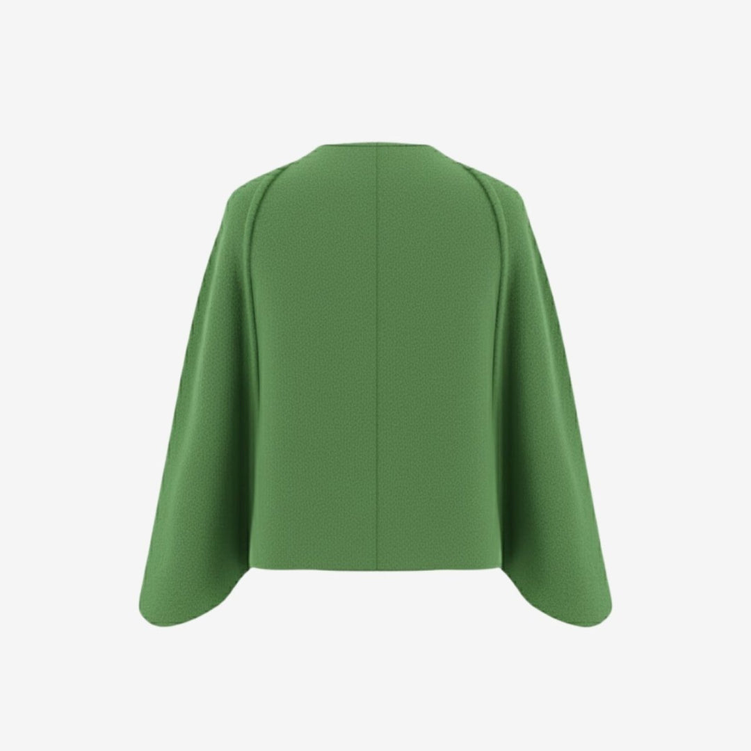 Cape Top Blazer Style Draped Sleeve Structured Elegant Minimal Style