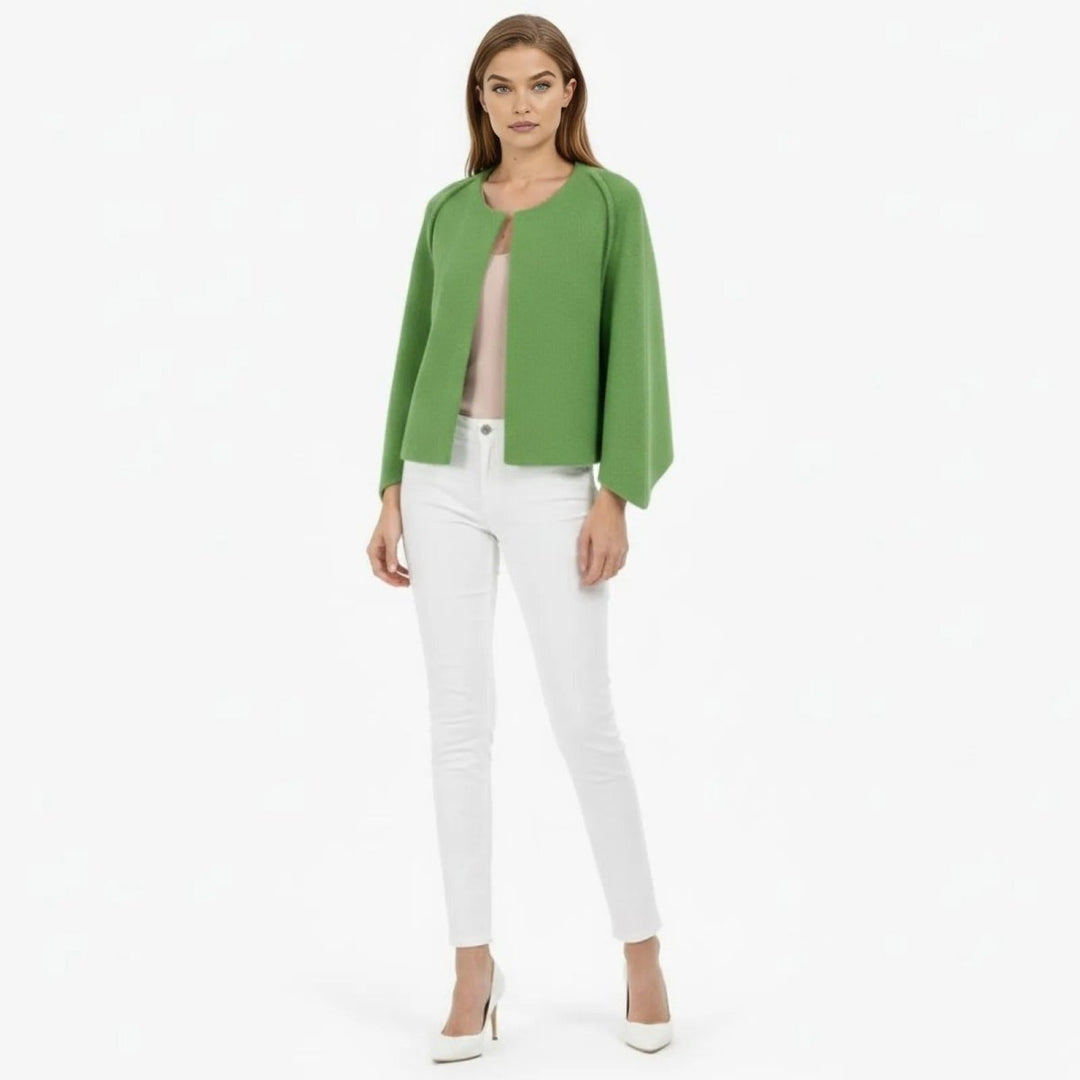 Cape Top Blazer Style Draped Sleeve Structured Elegant Minimal Style