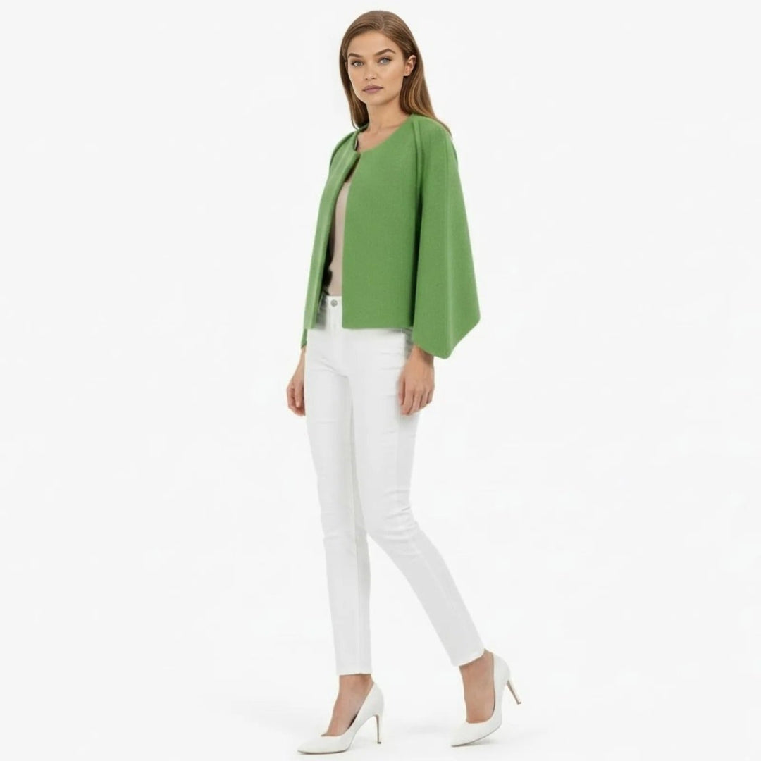 Cape Top Blazer Style Draped Sleeve Structured Elegant Minimal Style