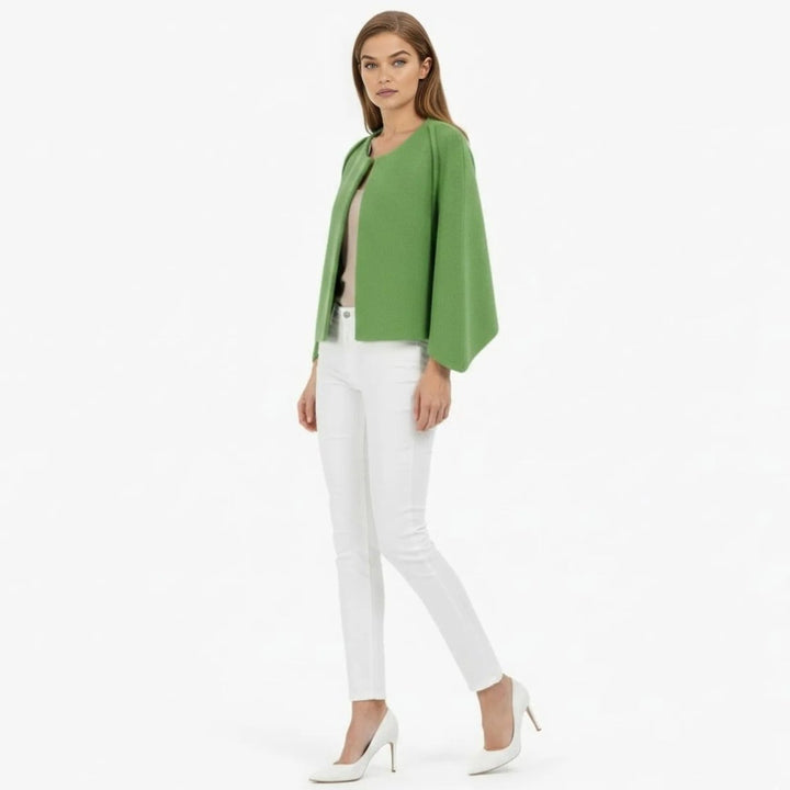 Cape Top Blazer Style Draped Sleeve Structured Elegant Minimal Style