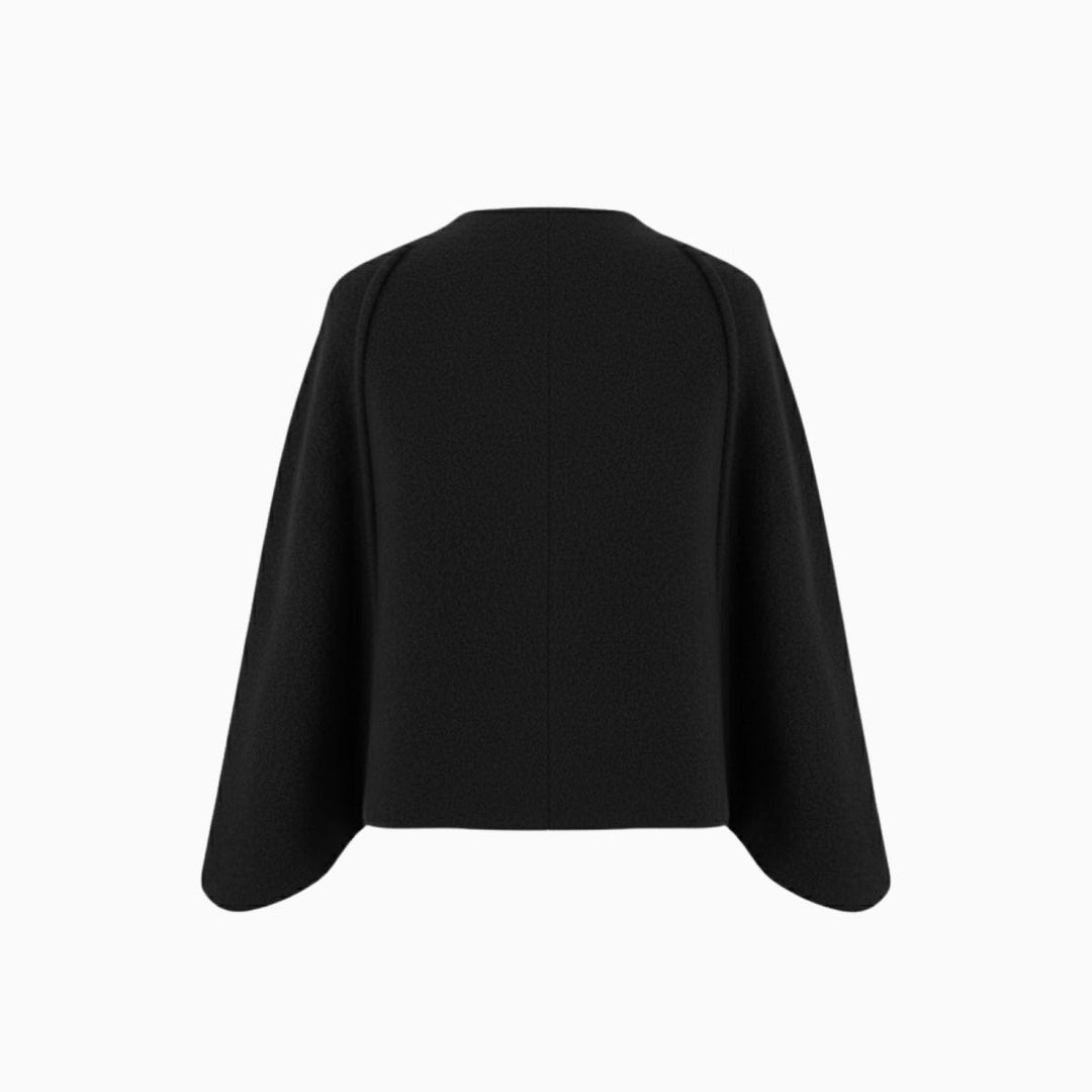Cape Top Blazer Style Draped Sleeve Structured Elegant Minimal Style