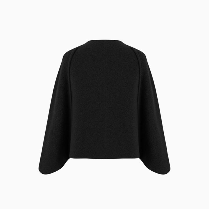 Cape Top Blazer Style Draped Sleeve Structured Elegant Minimal Style