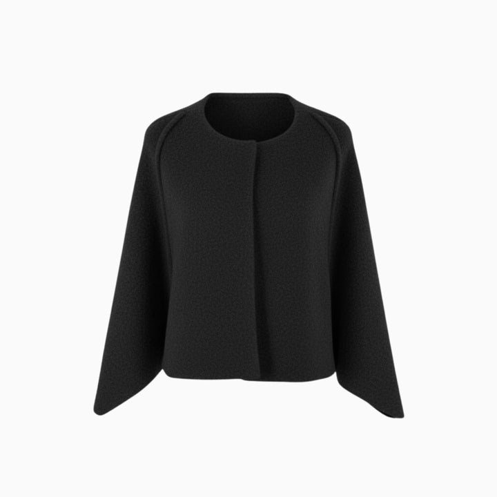 Cape Top Blazer Style Draped Sleeve Structured Elegant Minimal Style