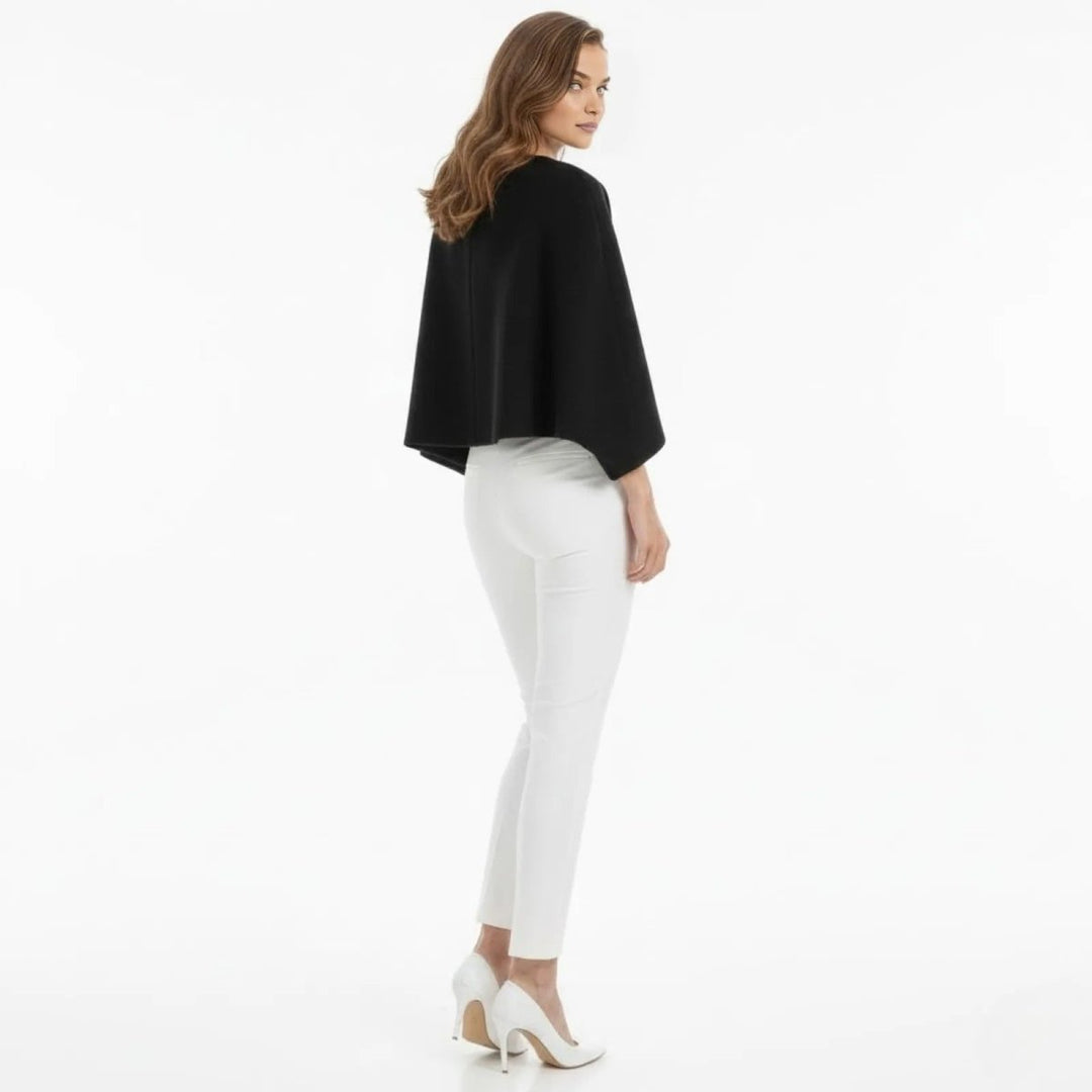 Cape Top Blazer Style Draped Sleeve Structured Elegant Minimal Style