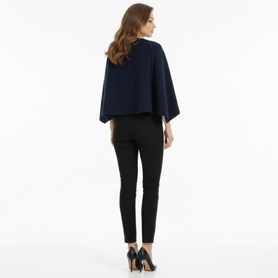 Cape Top Blazer Style Draped Sleeve Structured Elegant Minimal Style