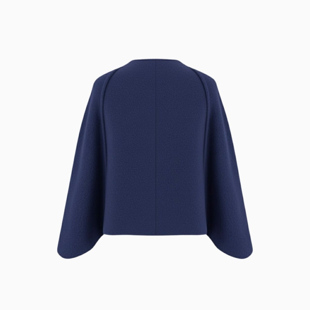 Cape Top Blazer Style Draped Sleeve Structured Elegant Minimal Style