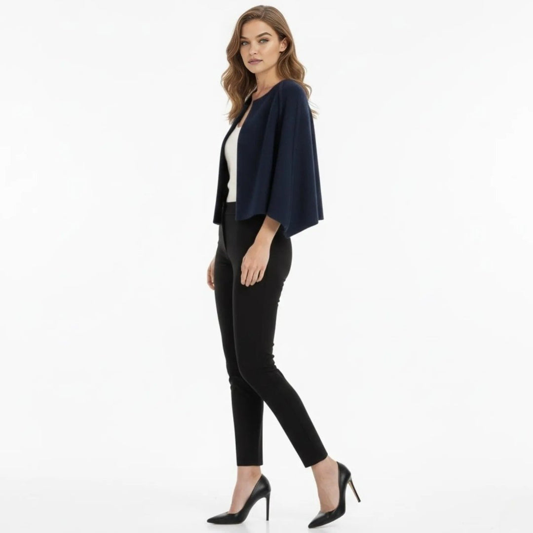 Cape Top Blazer Style Draped Sleeve Structured Elegant Minimal Style