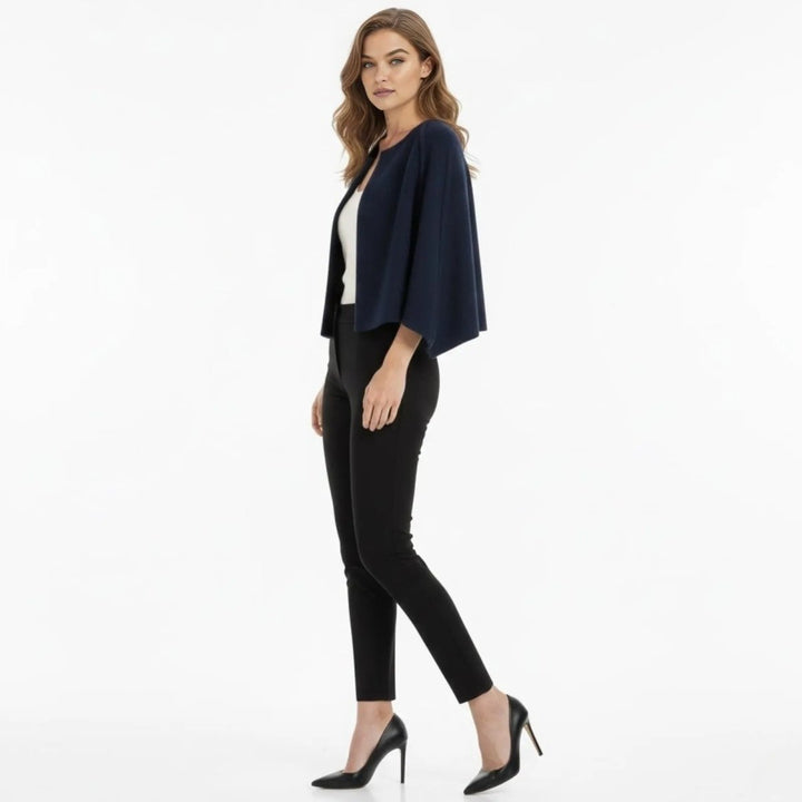 Cape Top Blazer Style Draped Sleeve Structured Elegant Minimal Style