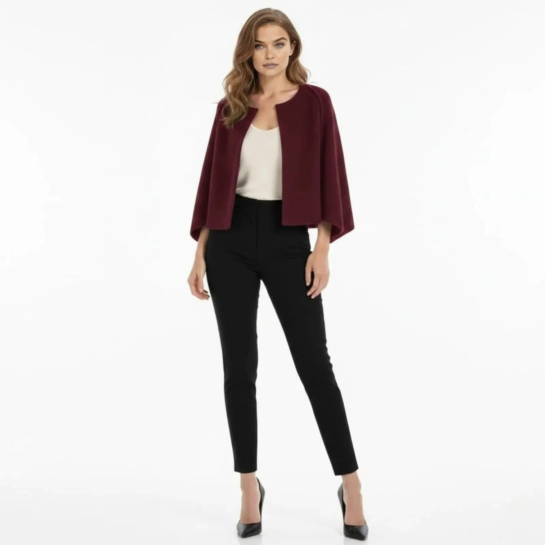 Cape Top Blazer Style Draped Sleeve Structured Elegant Minimal Style