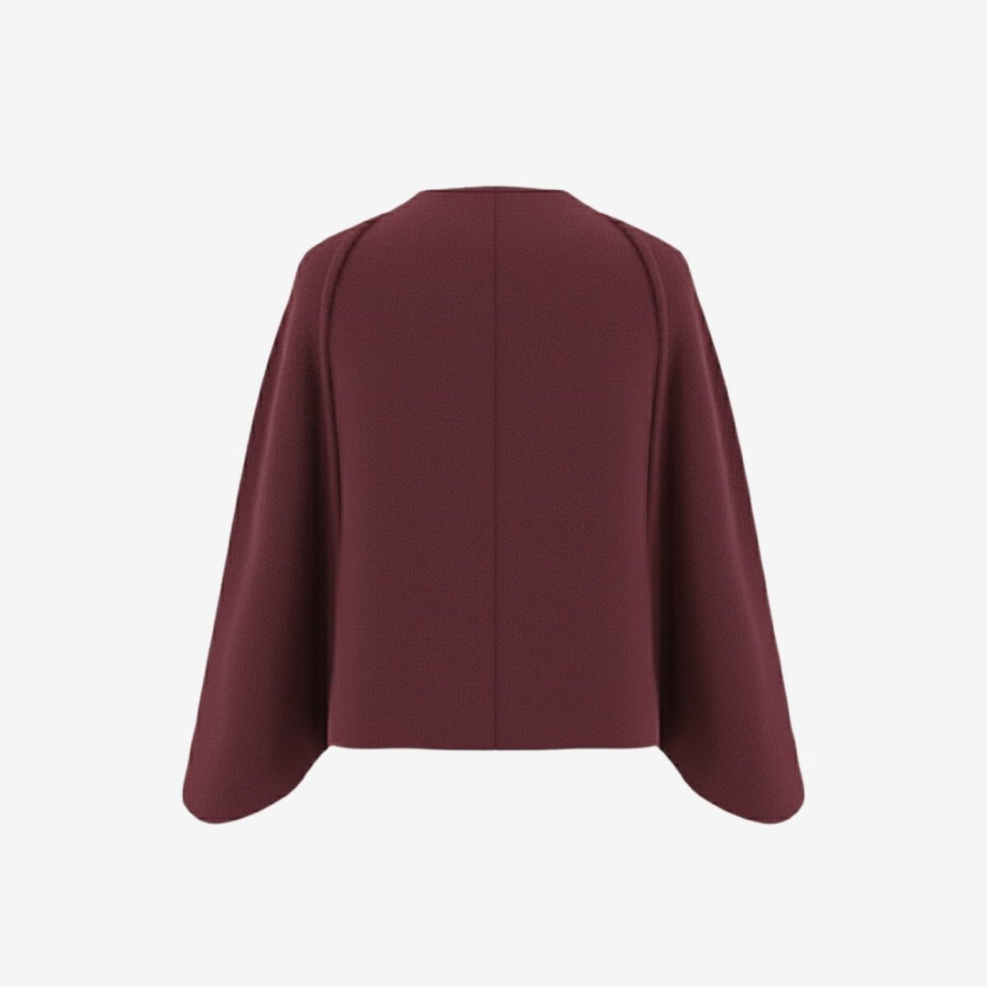 Cape Top Blazer Style Draped Sleeve Structured Elegant Minimal Style