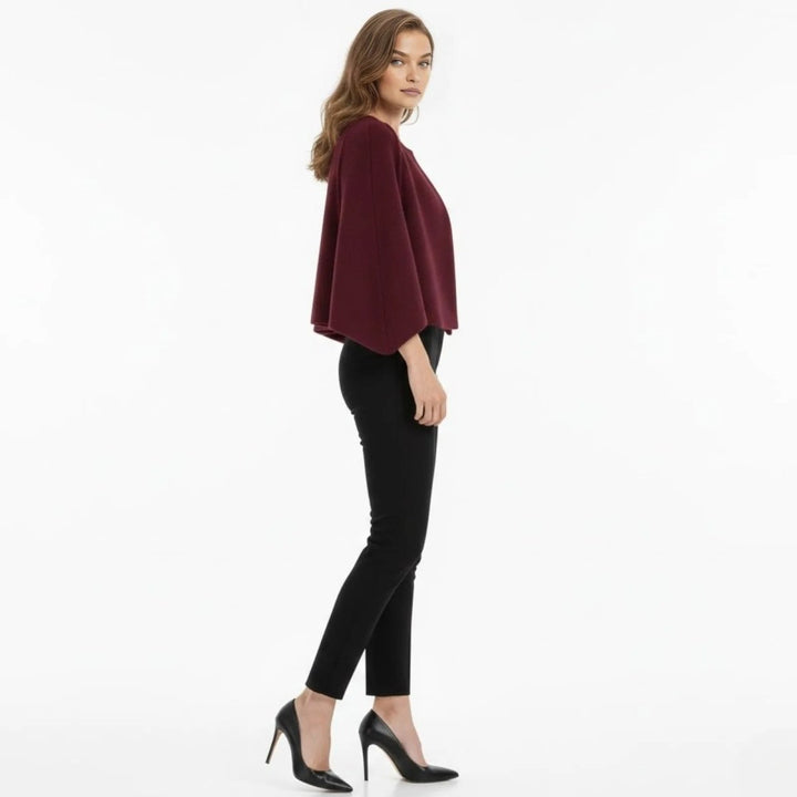Cape Top Blazer Style Draped Sleeve Structured Elegant Minimal Style