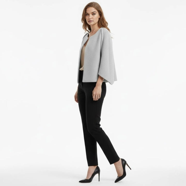Cape Top Blazer Style Draped Sleeve Structured Elegant Minimal Style