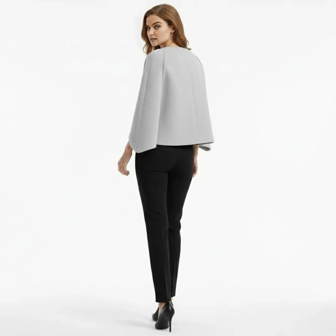 Cape Top Blazer Style Draped Sleeve Structured Elegant Minimal Style