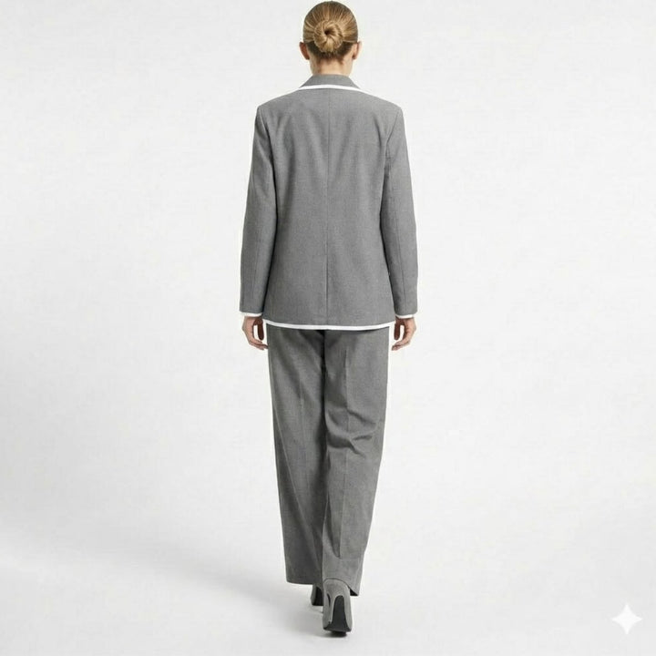 Relaxed Fit Blazer and Wide Leg Trousers Suit Set – Effortless Tailored Style