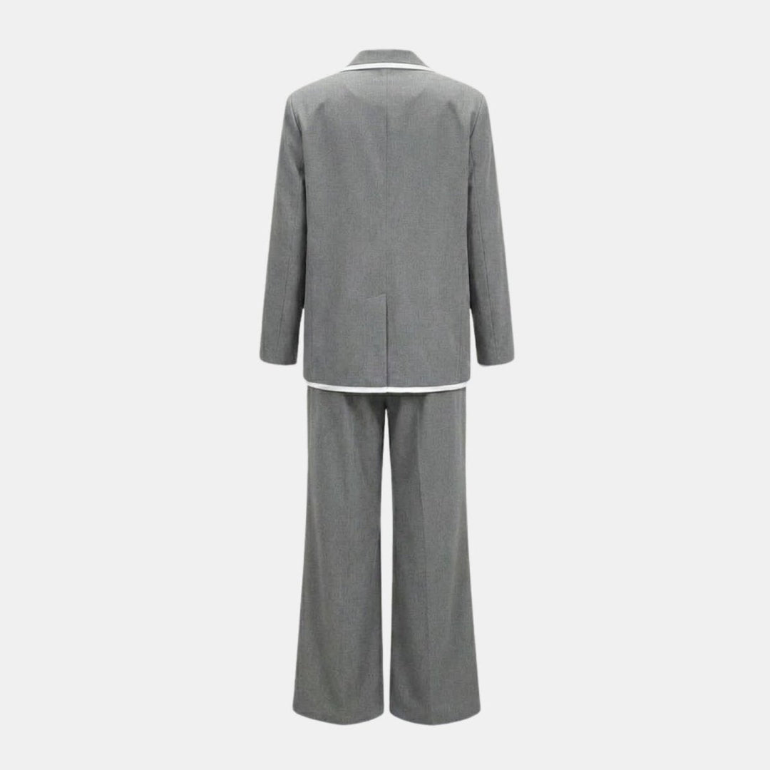 Relaxed Fit Blazer and Wide Leg Trousers Suit Set – Effortless Tailored Style