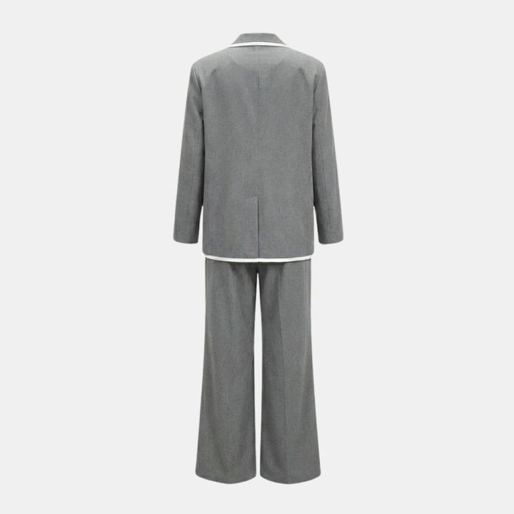 Relaxed Fit Blazer and Wide Leg Trousers Suit Set – Effortless Tailored Style