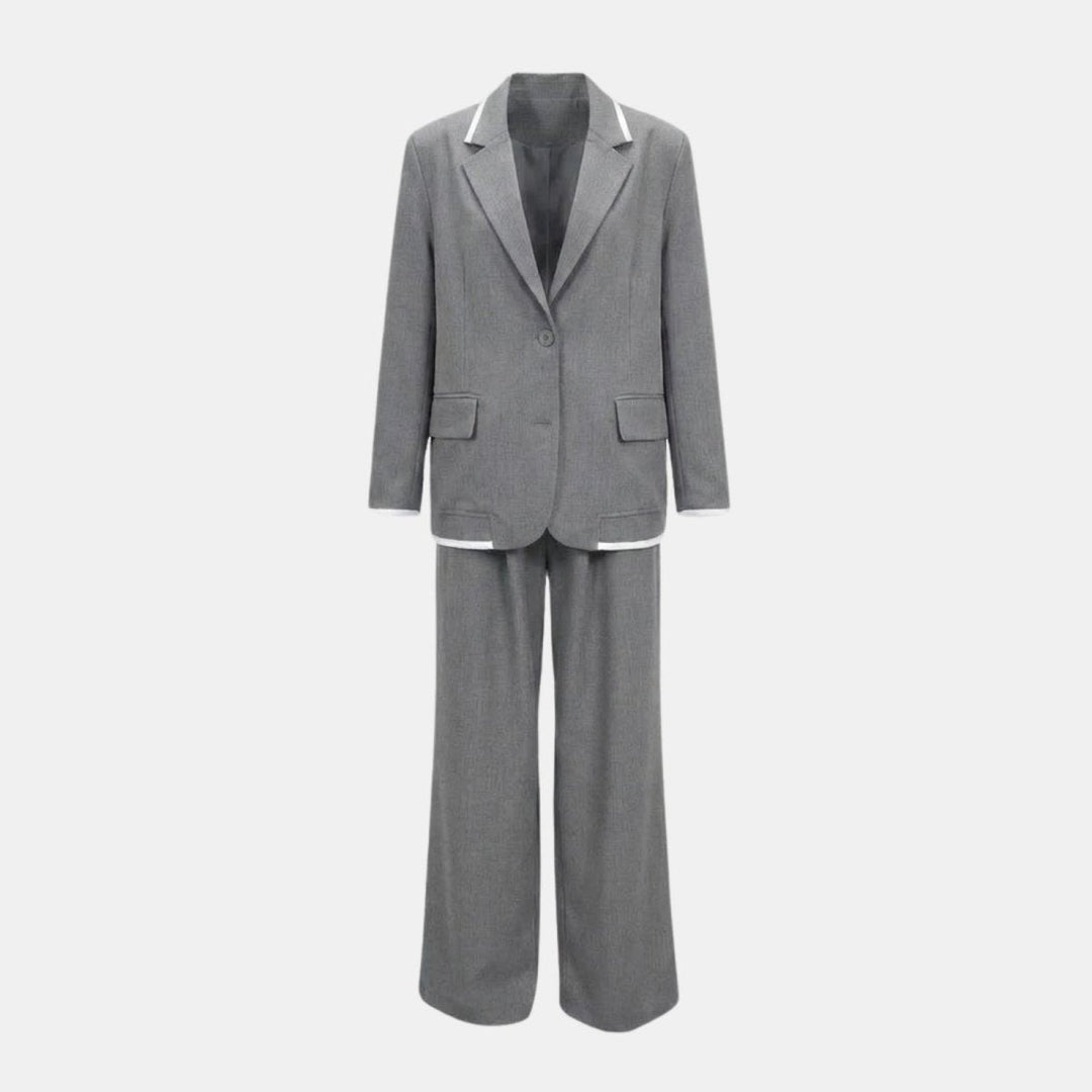 Relaxed Fit Blazer and Wide Leg Trousers Suit Set – Effortless Tailored Style