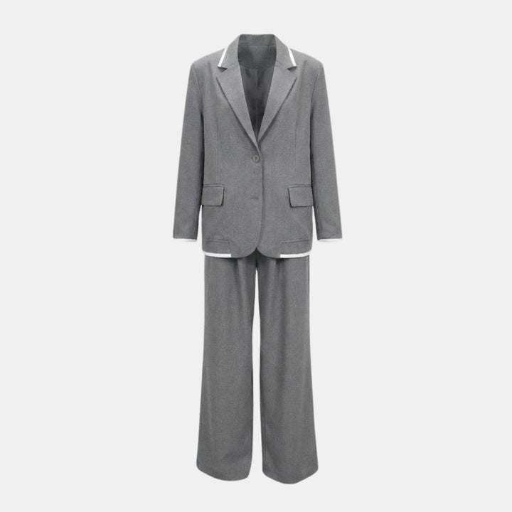 Relaxed Fit Blazer and Wide Leg Trousers Suit Set – Effortless Tailored Style