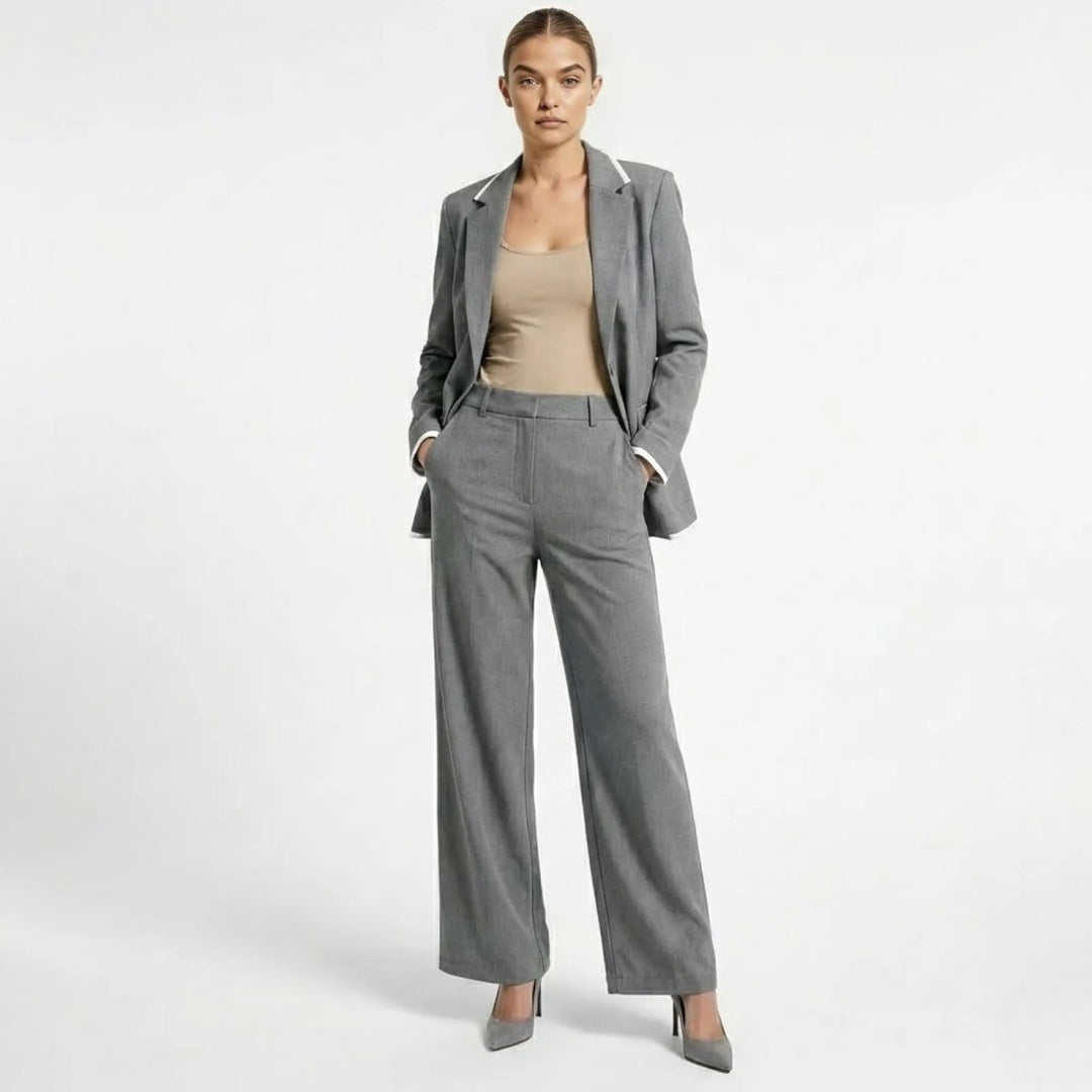 Relaxed Fit Blazer and Wide Leg Trousers Suit Set – Effortless Tailored Style