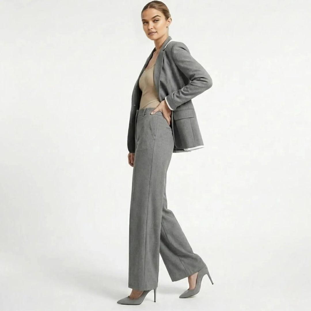 Relaxed Fit Blazer and Wide Leg Trousers Suit Set – Effortless Tailored Style