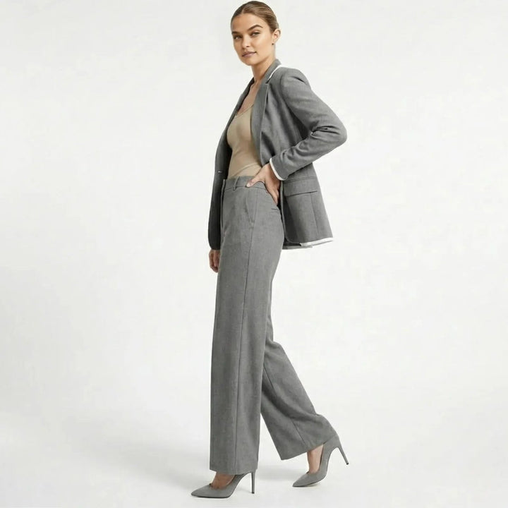 Relaxed Fit Blazer and Wide Leg Trousers Suit Set – Effortless Tailored Style