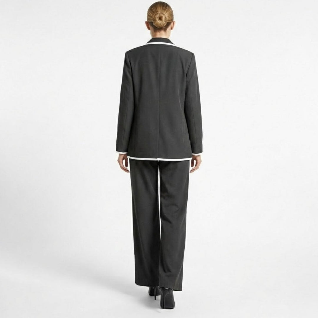 Relaxed Fit Blazer and Wide Leg Trousers Suit Set – Effortless Tailored Style