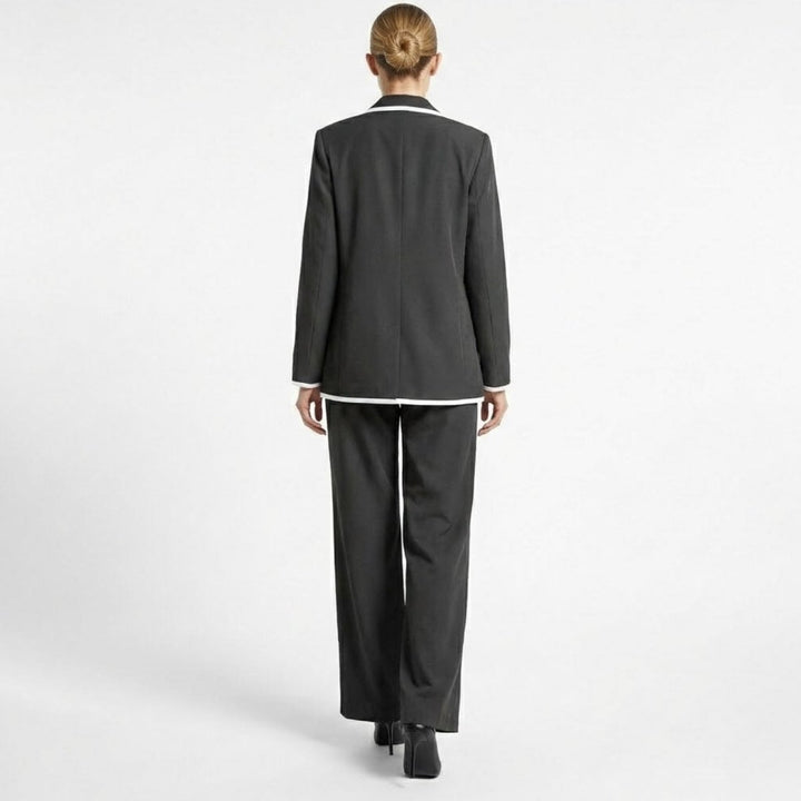 Relaxed Fit Blazer and Wide Leg Trousers Suit Set – Effortless Tailored Style