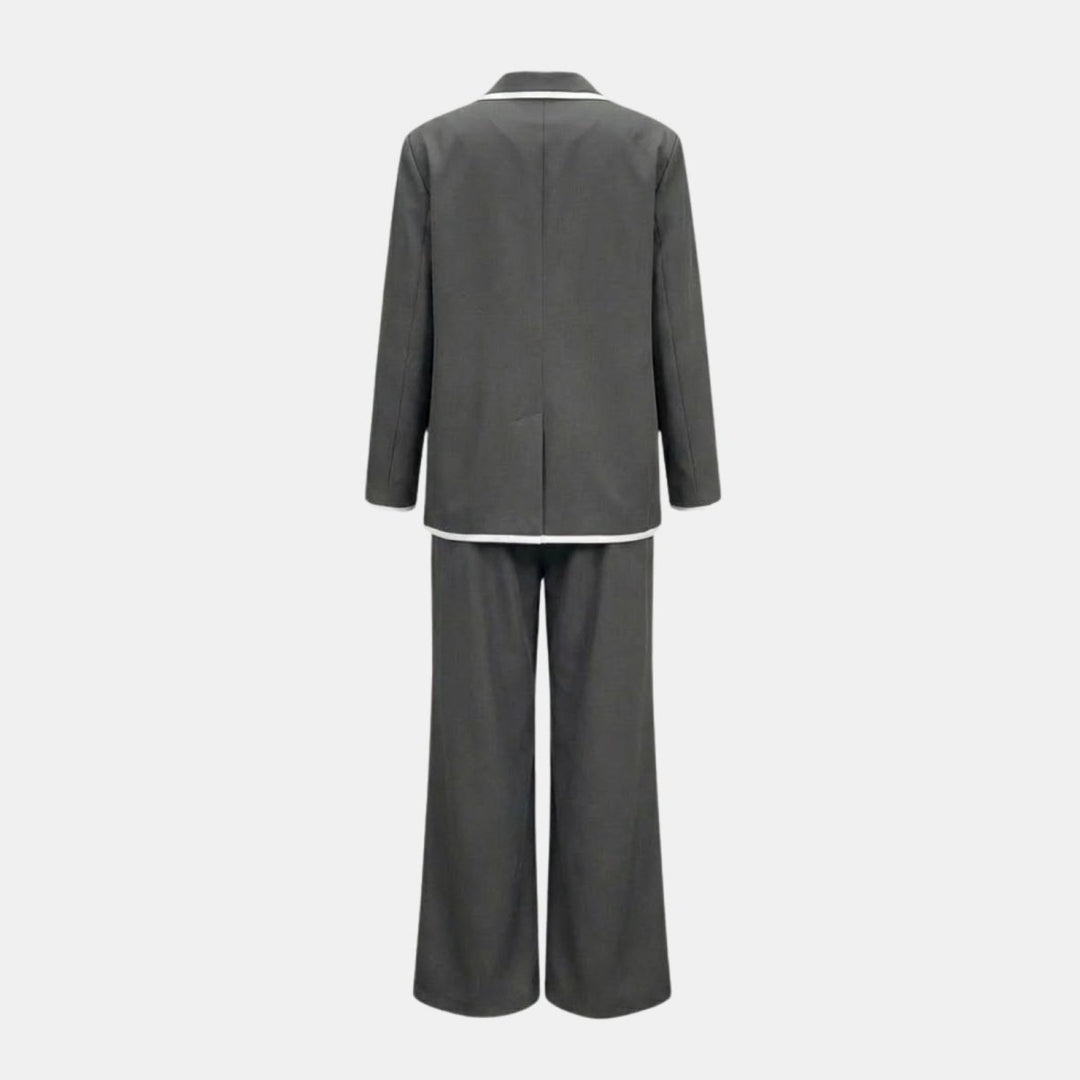 Relaxed Fit Blazer and Wide Leg Trousers Suit Set – Effortless Tailored Style