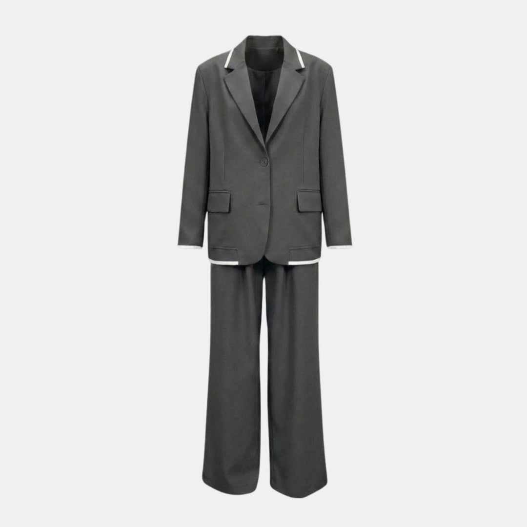 Relaxed Fit Blazer and Wide Leg Trousers Suit Set – Effortless Tailored Style
