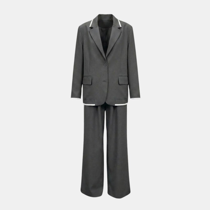 Relaxed Fit Blazer and Wide Leg Trousers Suit Set – Effortless Tailored Style