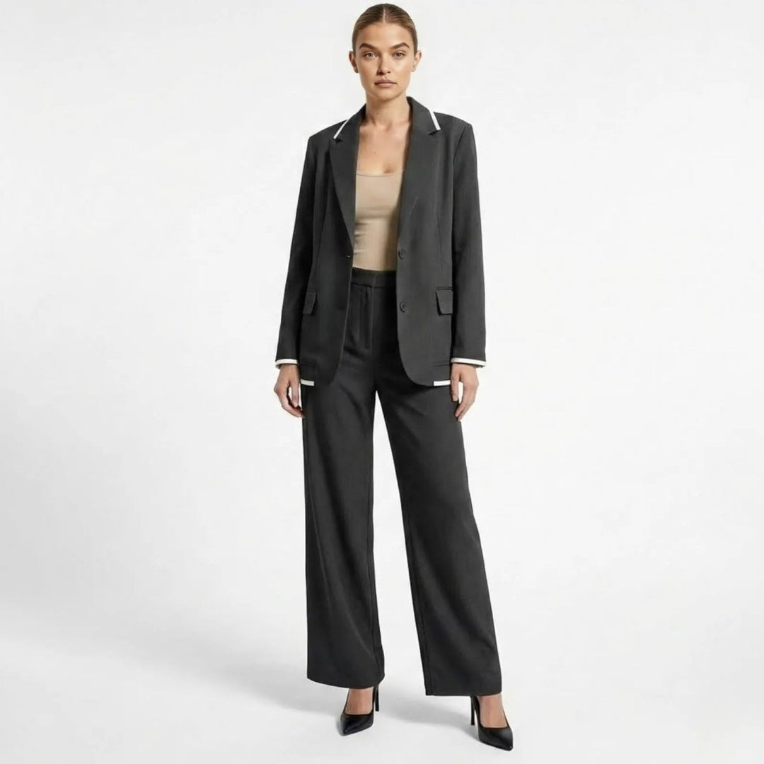 Relaxed Fit Blazer and Wide Leg Trousers Suit Set – Effortless Tailored Style