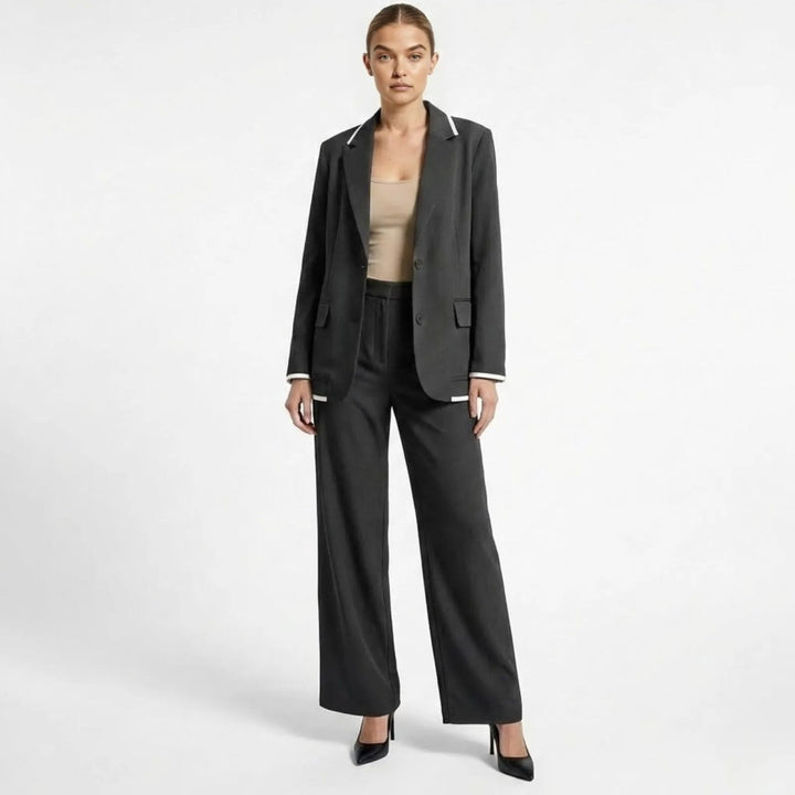Relaxed Fit Blazer and Wide Leg Trousers Suit Set – Effortless Tailored Style