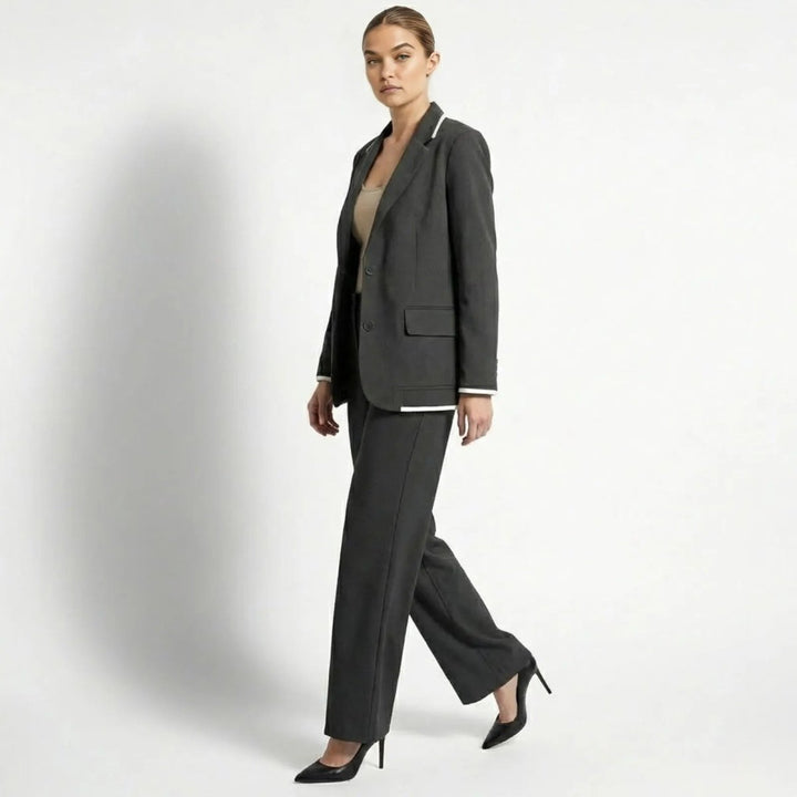 Relaxed Fit Blazer and Wide Leg Trousers Suit Set – Effortless Tailored Style