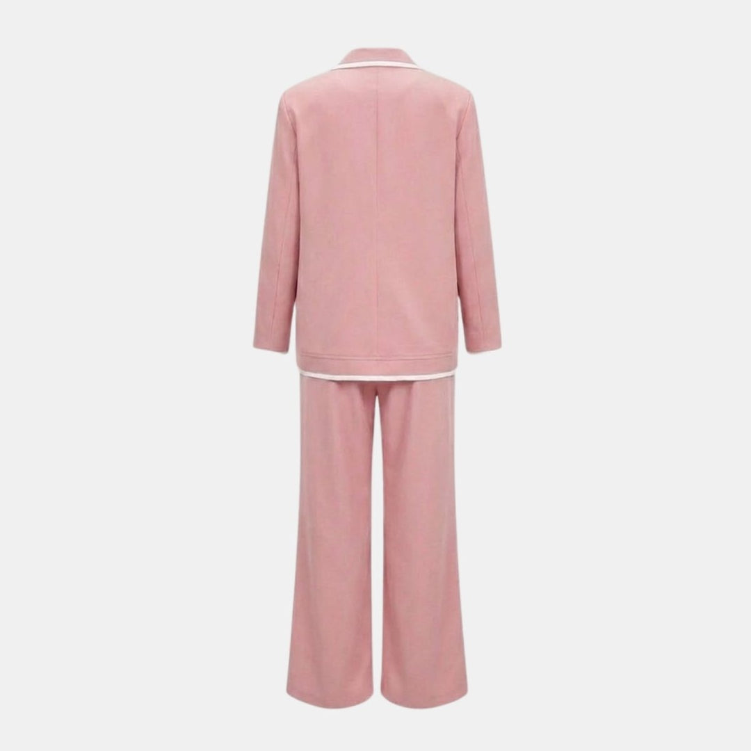 Relaxed Fit Blazer and Wide Leg Trousers Suit Set – Effortless Tailored Style
