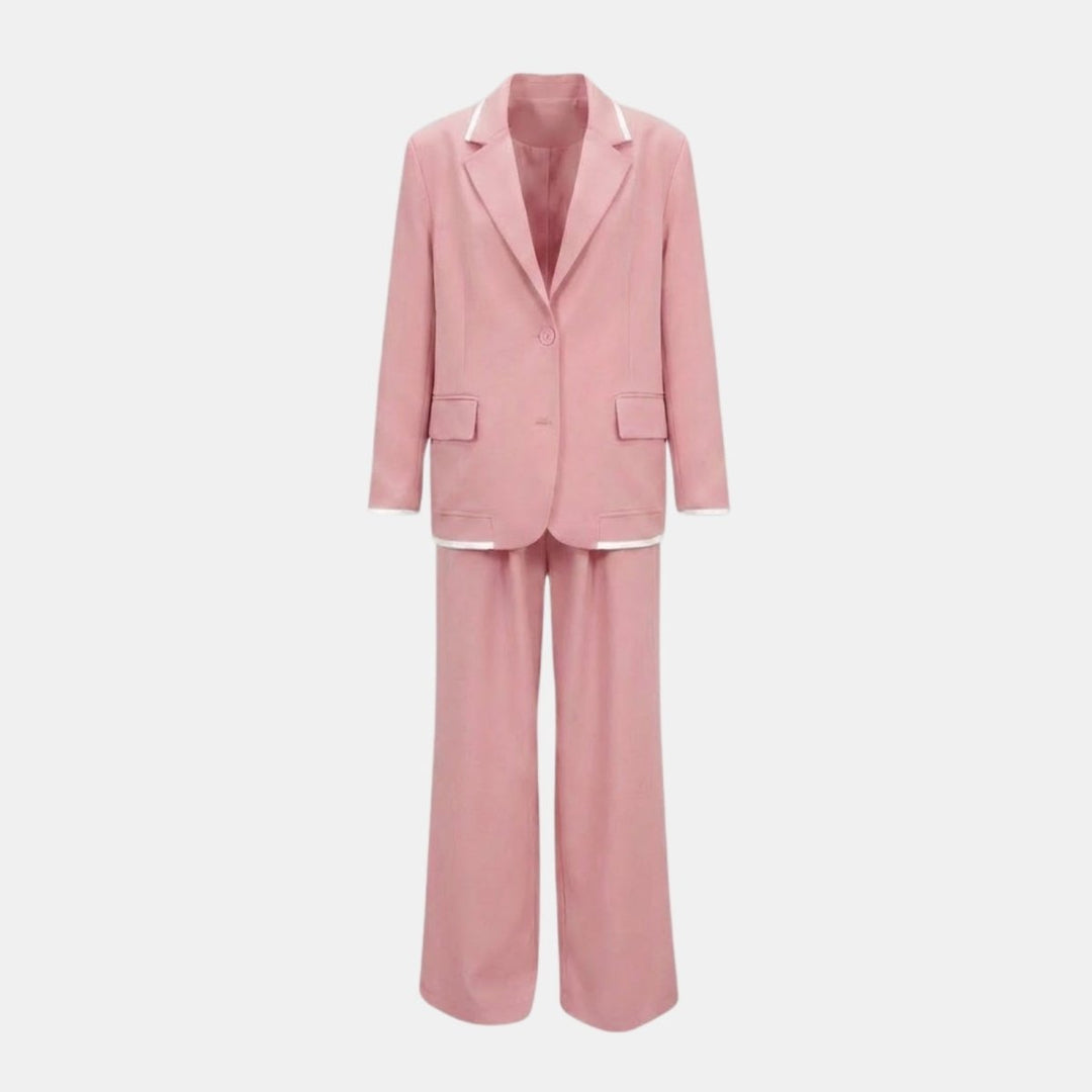 Relaxed Fit Blazer and Wide Leg Trousers Suit Set – Effortless Tailored Style