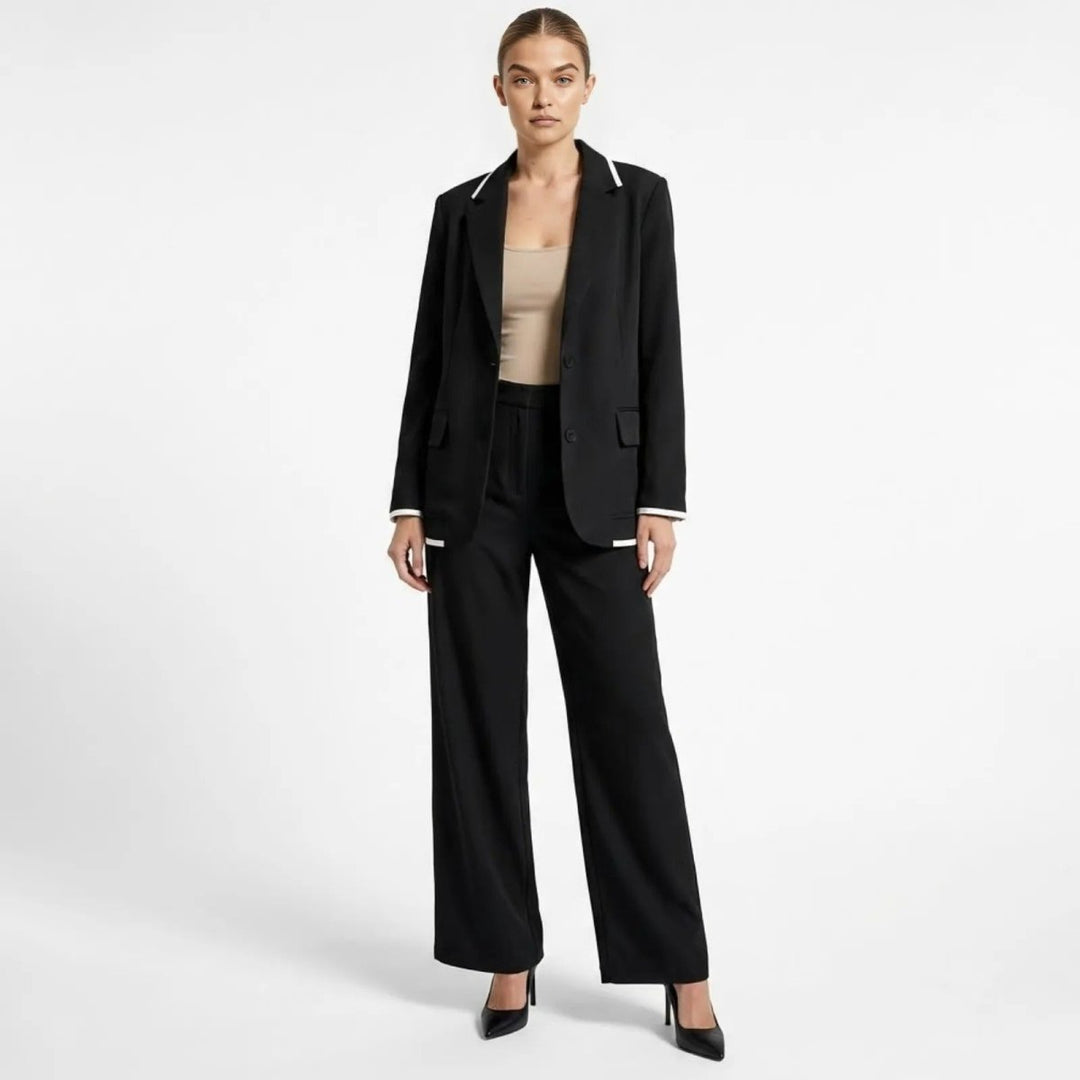 Relaxed Fit Blazer and Wide Leg Trousers Suit Set – Effortless Tailored Style