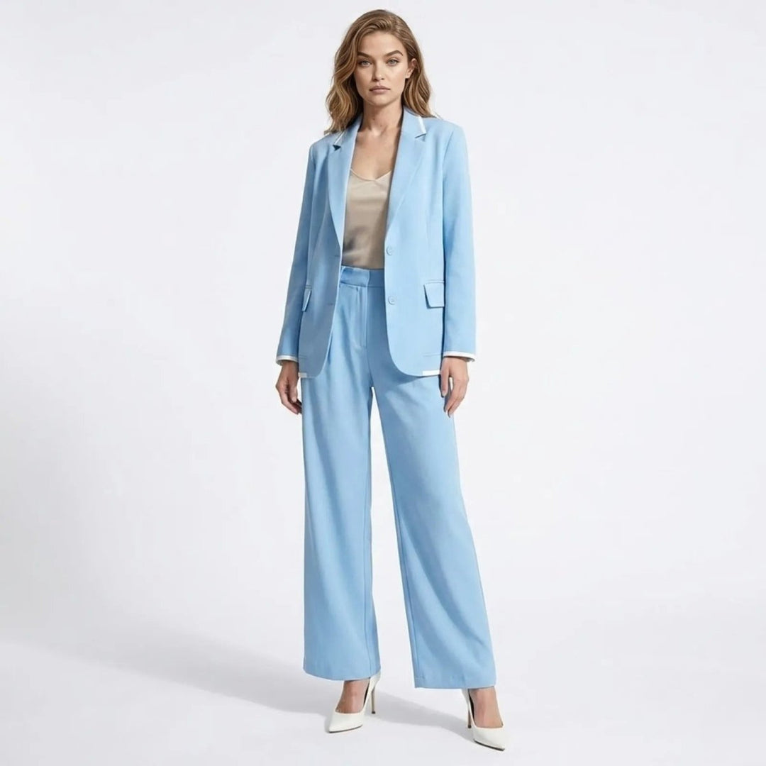 Relaxed Fit Blazer and Wide Leg Trousers Suit Set – Effortless Tailored Style