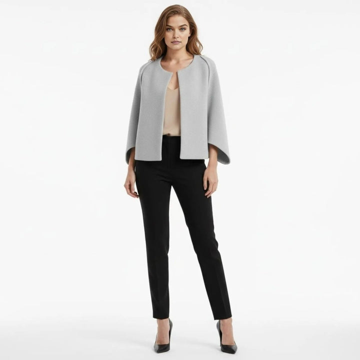 Cape Top Blazer Style Draped Sleeve Structured Elegant Minimal Style