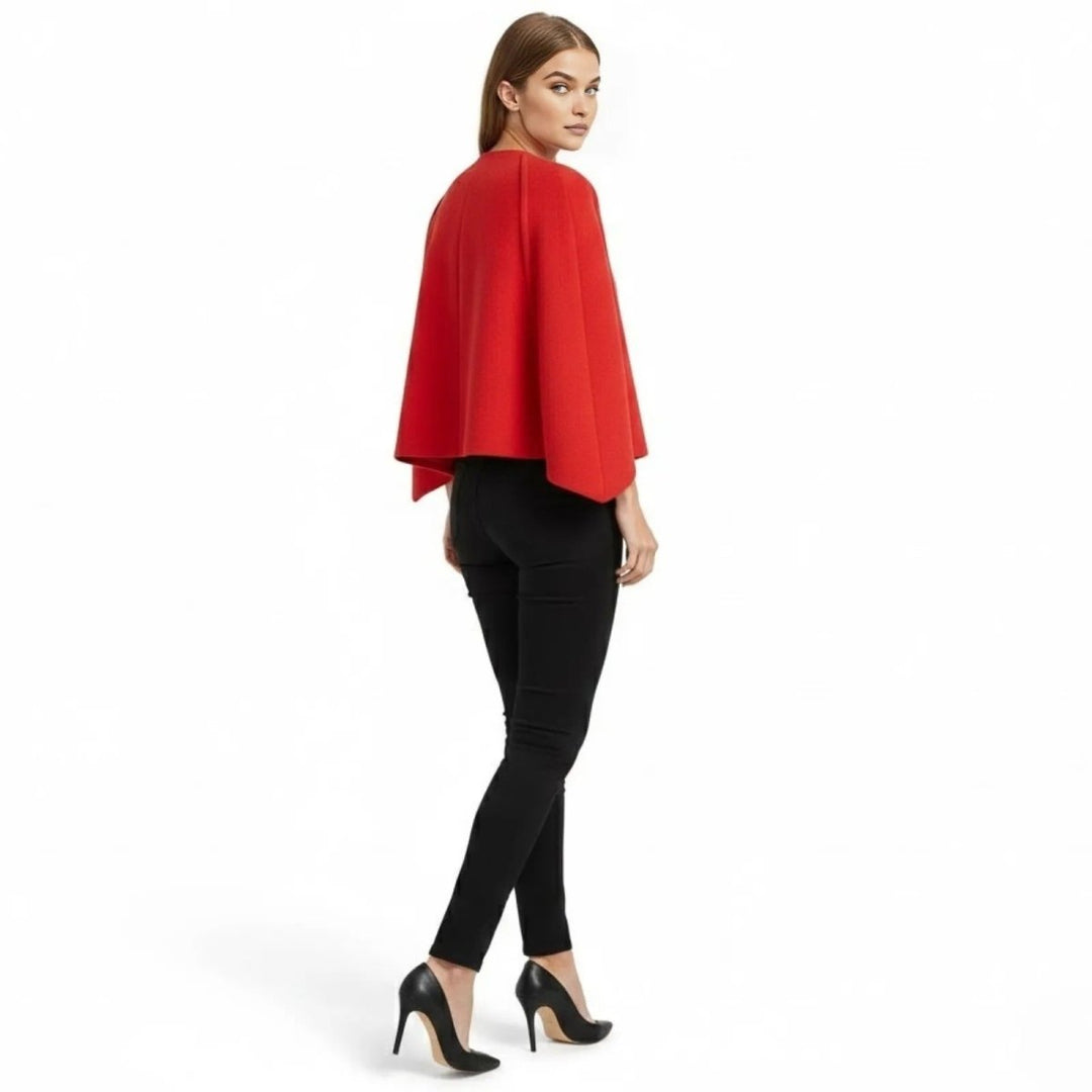 Cape Top Blazer Style Draped Sleeve Structured Elegant Minimal Style