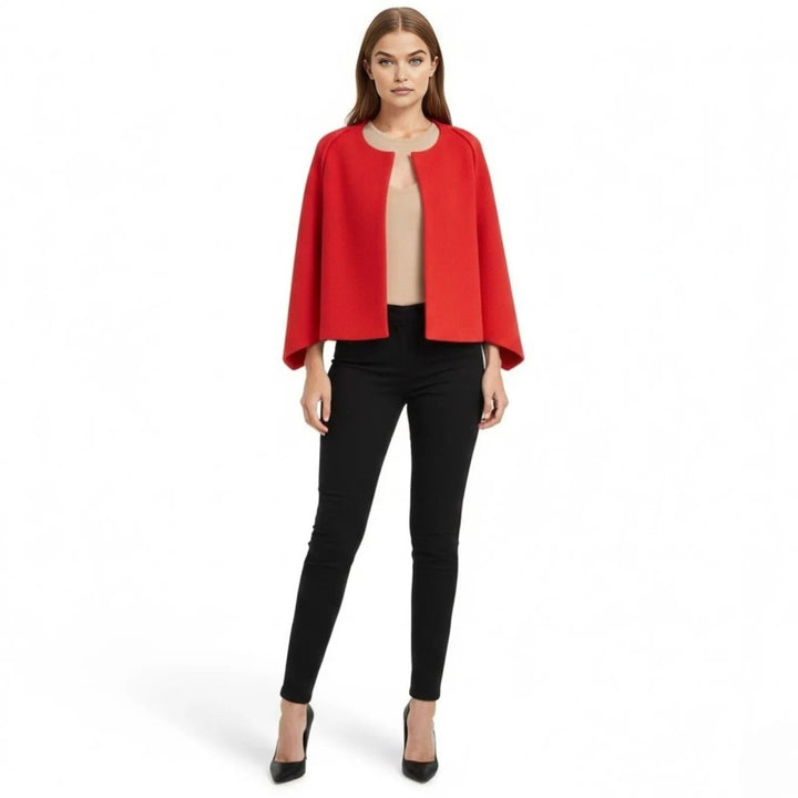 Cape Top Blazer Style Draped Sleeve Structured Elegant Minimal Style