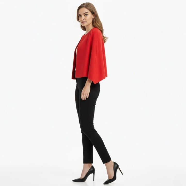 Cape Top Blazer Style Draped Sleeve Structured Elegant Minimal Style