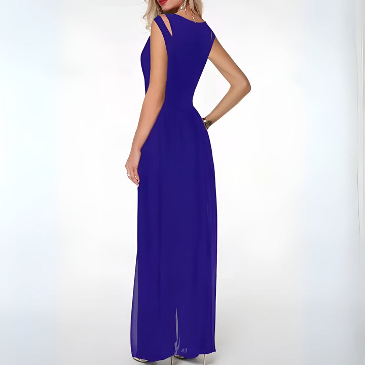 Jumpsuit Sheer Overlay Elegant Fit Evening Style
