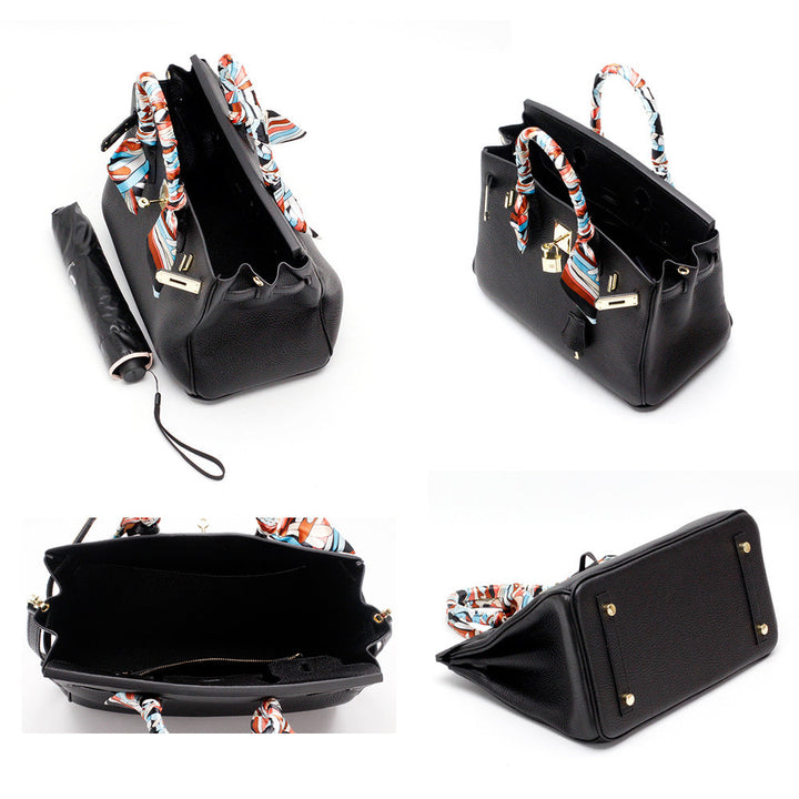 Top Handle Handbag with Turn Lock Closure for Women