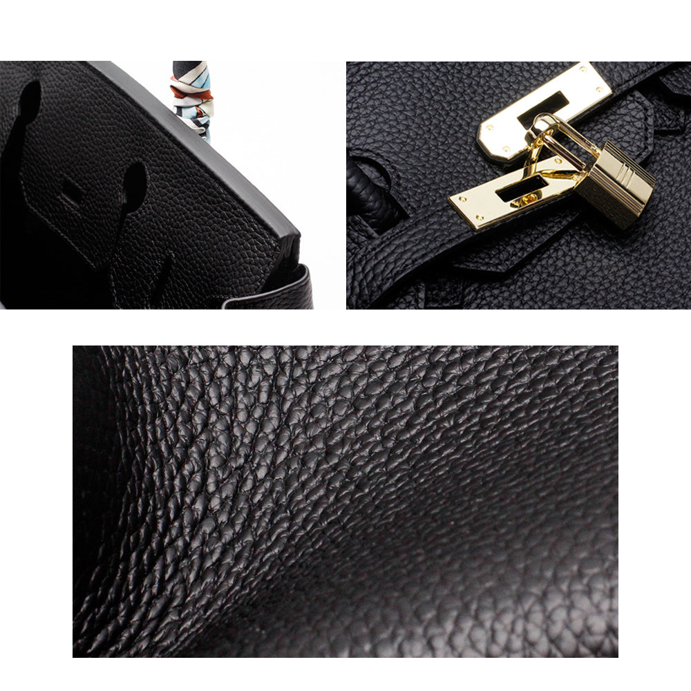 Top Handle Handbag with Turn Lock Closure for Women
