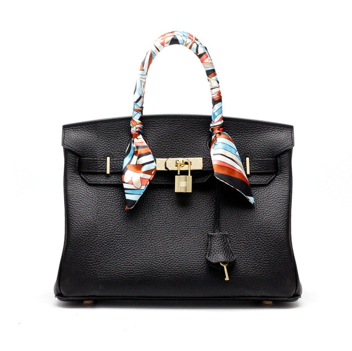 Top Handle Handbag with Turn Lock Closure for Women