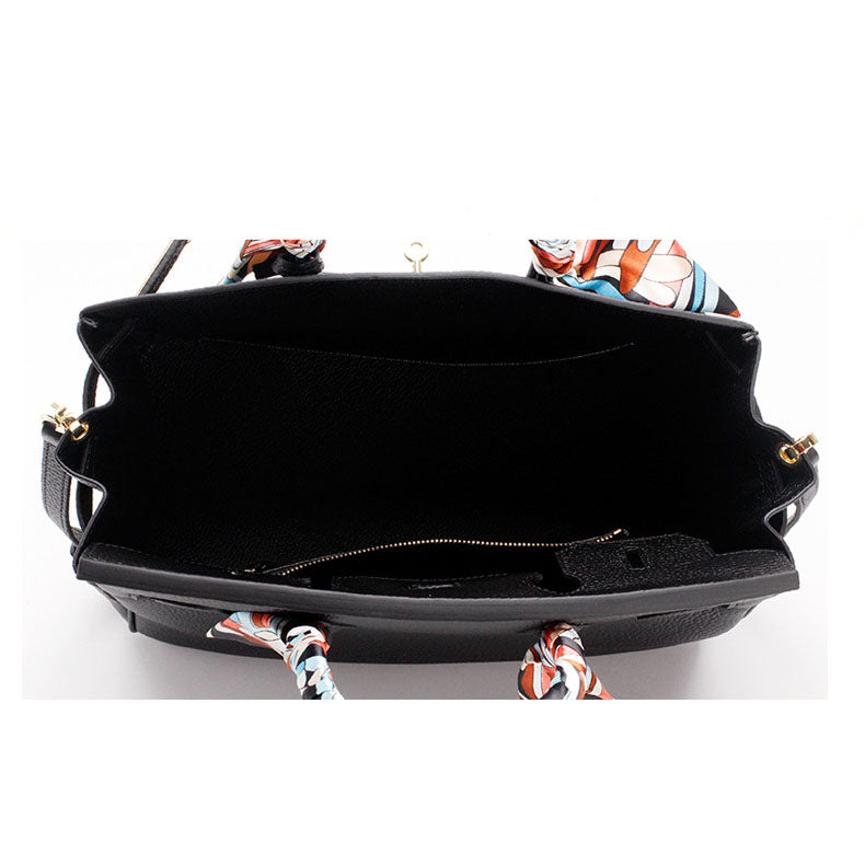 Top Handle Handbag with Turn Lock Closure for Women
